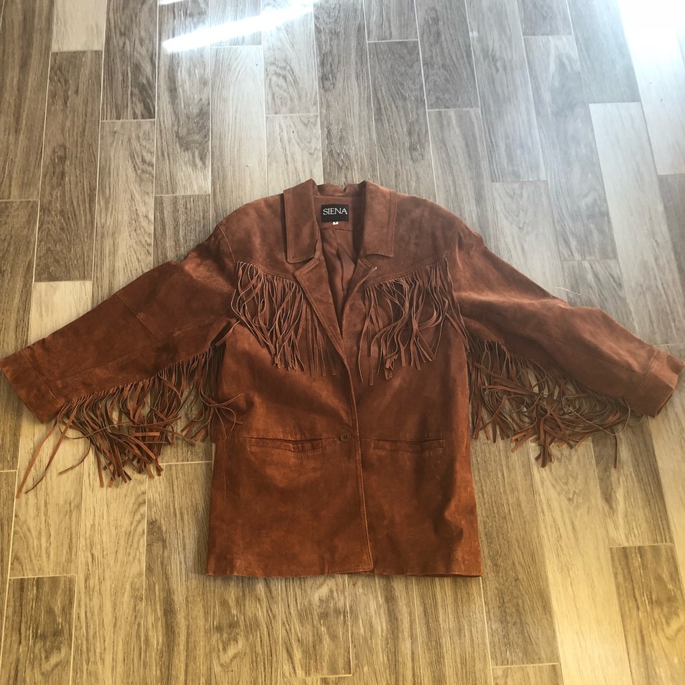 Unisex brown fringe jacket